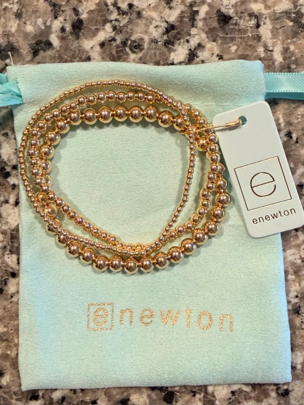 Enewton Set of 3 Gold Beaded Stretch Bracelets NWT! - Picture 2 of 6